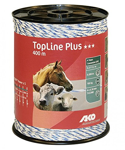 Kerbl 2 Stück 400 m Topline Plus Weidezaunlitze Elektrozaun Weiss-blau TriCond