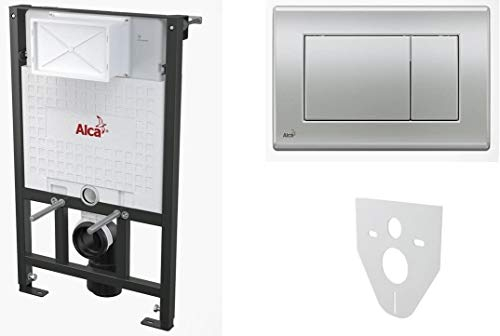 WC Vorwandelement für Trockenbau 100 cm inklusive Betätigungsplatte Chrom Matt Typ Quadro Unterputzspülkasten Spülkasten Wand WC hängend Schallschutz