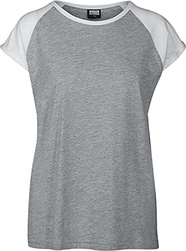 Urban Classics Damen Ladies Contrast Raglan Tee T-Shirt, grey/white, XL , T-Shirt
