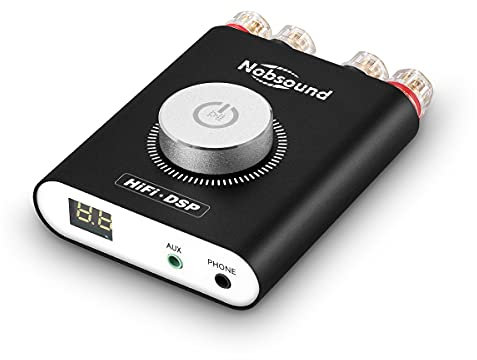 Nobsound NS-20G 200W Mini Bluetooth 5.0 Power Amplifier 2.0 Channel Wireless Receiver Hi-Fi DSP Stereo Headphone Audio Amp LED Display (Black)