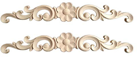 HEALLILY 2 piezas de madera tallada apliques onlay muebles esquina onlay calcomanías marco decorativo flor apliques para armario puerta armario