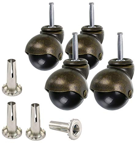 Skelang 50mm Roue à bille en bronze, roulettes pour meubles avec douilles, roulettes à boule arrondie, remplacement pour meubles, canapés, chaises, armoires, lot de 4