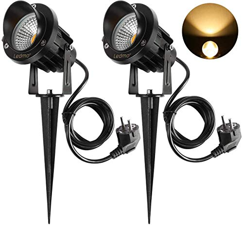 2 Stücke Gartenleuchten mit Erdspieß,Gartenstrahler außen Warmweiß 3000K 900LM,LED Gartenlampen 9W,Gartenbeleuchtung IP65 wasserdicht