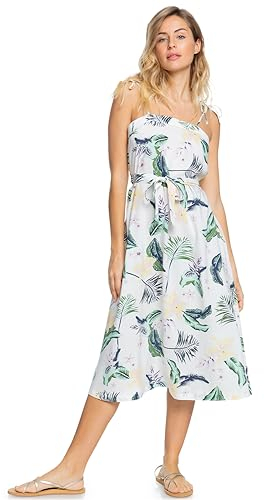 Roxy Damen Nowhere to Hide-Strappy Midi Dress for Women Lässiges Kleid, Weiss, L