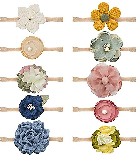 ZYSC Baby Girl Headbands and Bows for Newborn Infant Toddler Nylon Hairbands Hair Accessories