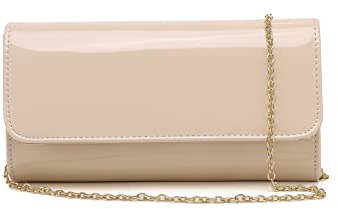 FIVE FLOWER Clutch, Clutch, aus Lackleder, glänzend, für Abendveranstaltungen, Nude-2, Small
