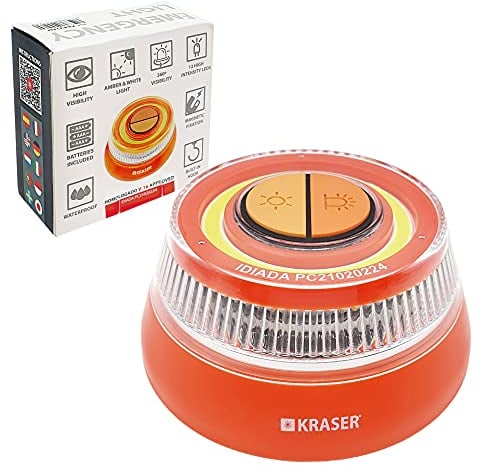 KRASER KR4V16N LED-Licht, Camping-Laterne, orange und weiße Beleuchtung, magnetische Magnetbefestigung, Aufhänger, AAA-Batterien im Lieferumfang enthalten, Sicherheit
