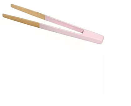Grillzange edelstahl 1 stück bunt BBQ Kuchen Toast Holz Lebensmittel Clip Kitchen Utensilien 10 Grill Fleischkochwerkzeuge Grillzange (Color : Pink)
