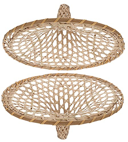 FRCOLOR 2pièces Chapeau Bambou Tressé Décoratif Pour Danse Et Scène Accessoire Élégant Beige Utilisation Polyvalente Comme Abat-jour Et Objet De Décoration