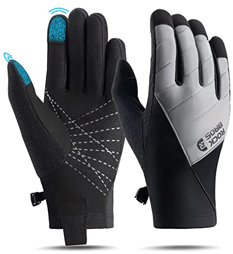 ROCKBROS Fahrrad Handschuhe Winter/Herbst Thermo Sporthandschuhe Vollfinger Stoßfeste Fahrradhandschuhe zum Radfahren, Laufen, Wandern Herren/Damen M