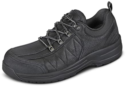Orthofeet Men's Orthopedic Black Leather Dolomite Work Shoes, Size 11.5