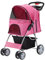 Azaeahom Poussette pliable à 4 roues pour chat, chien et plus encore, poussette de jogging pour chat avec panier de rangement et maille respirante, facile à promener (rose)