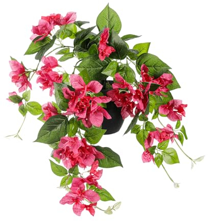 Bougainvillea Kunstblumen Hänge-Ampel im Topf 44 x 60 cm Kunstblumen Deko Blumen