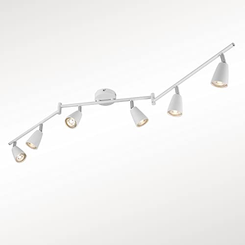 IMPTS LED Deckenleuchte Drehbar weiß, 6-Flammig Spotbalken, LED Deckenlampe inkl.6x3W GU10 Leuchtmittel, 280LM IP20 230V Warmweiß, Modern Deckenlampe Deckenspots für Wohnzimmer, Schlafzimmer