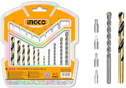 Ingco - Juego de brocas y puntas de destornillador (19 piezas)