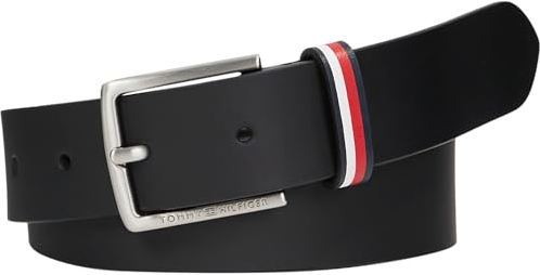 Tommy Hilfiger Kinder Unisex Gürtel Ledergürtel, Schwarz (Black), L-XL