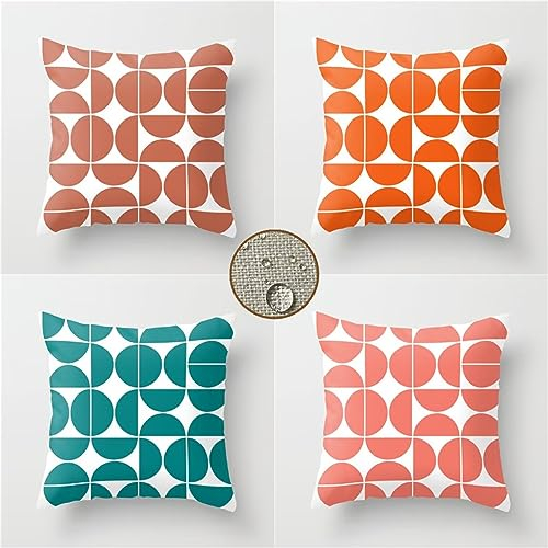 Kissenbezüge 50x50 cm 4er Set Geometrie Outdoor Kissen Rosa Sofakissen Dekokissen Kopfkissen Wasserfest Linen Zierkissen Quadratische Kissenhülle für Gartenmöbel Sofa Bett Auto Terrasse Schlafzimmer