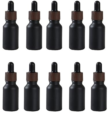 YORROR 10 Pack 10ml Thick Glass Dropper Bottle,Black Empty Refillable Travels Oils Dropper Bottle for Essential Oils,Aromatherapy,Perfume,Cosmetic, Laboratory