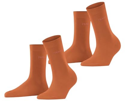 ESPRIT Damen Socken Uni Multipack W So Baumwolle einfarbig 2 Paar, Rot Fire 8150, 35-38