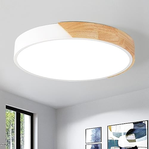 Natsen 48W Deckenleuchte LED Deckenlampe Bürodeckenleuchte, dimmbar mit Fernbedienung, modern Design für Wohnzimmer Schlafzimmer Kinderzimmer Küche Büro, Holz (50 * 50 * 4cm)