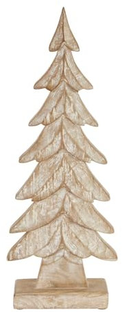 Árbol de Navidad grande tallado, madera, 5 x 18 x 52 cm, color marrón