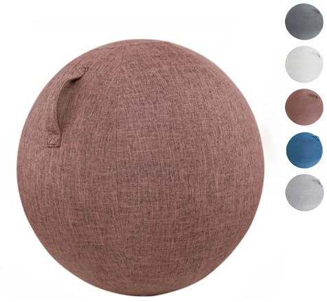 PiLtaR Ballon Bureau 55/65/75cm Siege Ballon Gym Ballon Bureau Ballon de Grossesse Chaise Ballon avec Housse de Protection Antidérapante Swiss Ball,Marron,65cm