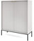 BETTSO - Kommode - mit hohen Beinen - 125 cm hoch - Mehrzweckschrank - Schrank Schlafzimmer - für Wohnzimmer, Schlafzimmer - 2-türig - Modern, Glamour - Grau - mit schwarzen Griffen und Beinen