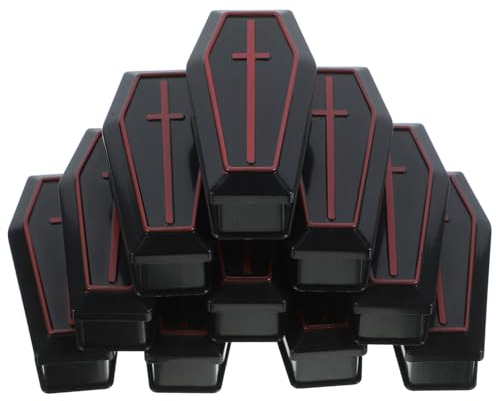 Amosfun 10 Stück Kartons Mini-sarg-box Sargschmuck Sargförmige Schachtel Sarg-schmuckkästchen Sargstatue Schwarze Sargschachtel Schatulle Sarg-geschenkbox Plastik Halloween Zubehör