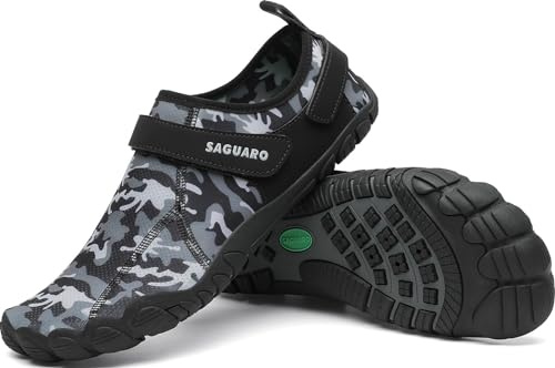 SAGUARO Water Shoes for Women Men Quick Drying Wet Beach Aqua Shoes for Swim Sea Surfing Diving Sailing Pool Camouflage Gray 41 EU/7.5 UK