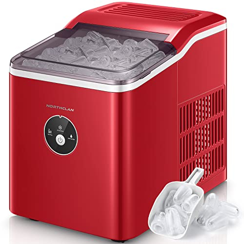 Eiswürfelmaschine / 14kg Eiswürfel einen Tag / 6 Min Produktionszeit/Leise / 2 Liter Wassertank / 1.5 Kg Eisspeicher/Einfache Bedienung Ice Maker/Infrarotsensor/NORTHCLAN (Rot)