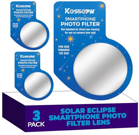 Kesseph Sonnenfinsternis-Brille für Ihr Smartphone, 3 Stück. Stellen Sie sicher, dass Ihre Handy-Kamera vor schädlichen Strahlen geschützt ist