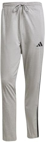 adidas Herren Essential Three Stripes Single Jersey Pants, medium Grey Heather/Black, M