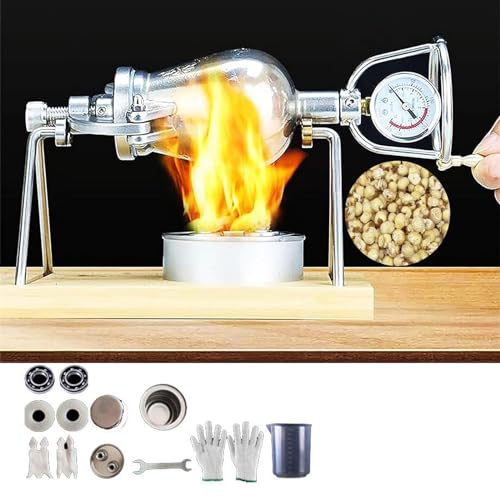 WhAeoy Máquina De Palomitas De Maíz China, Válvula De Seguridad + Válvula De Alivio De Presión, Cuerpo De Olla Engrosado: 6 Mm, Grado De Rotación: 360°, con Base De Paleta De Bambú,A