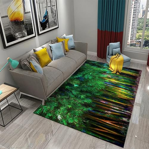 Alfombra De Piso Largo Cocina Del Dormitorio De La Sala De Estar Del Hogar Impresa En 3D Alfombra Bosque De Bambú Verde Paisaje De Bambú Dormitorio Alfombra Infantil 180 X 280 Cm - Limpieza Fá -5I2F/S