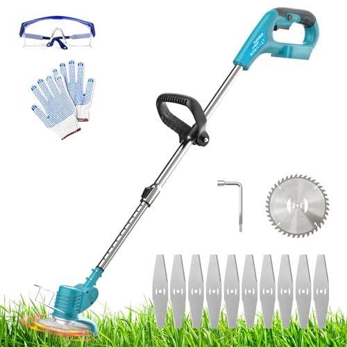 Akku Rasentrimmer Kompatibel mit Makita 18V Batterie BL1830 BL1840 BL1850 BL1860, 90° Trimmwinkel, Teleskop-Stiel 96-120CM, für Rasenschneiden Rasenpflege Auffahrt und Garten, ohne Batterie