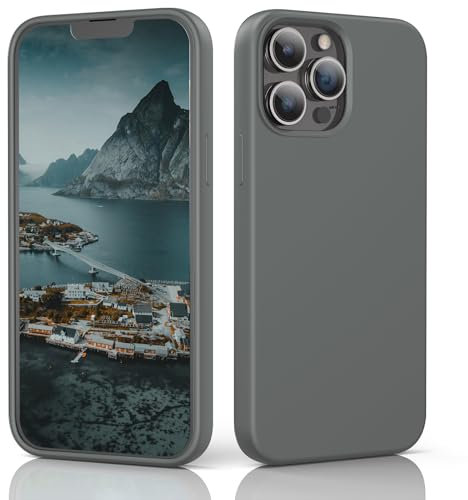 TIIXXE Silicone Case Compatible with iPhone 13 Pro Max case Soft Ultra Slim Protective Shockproof Liquid Silicone Phone Case,Anti-Scratch Microfiber Lining, 6.7 Space Grey