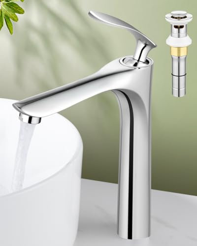 Borlon Hoher Wasserfall-Wasserhahn für Waschbecken, Einloch-Badezimmer-Waschbeckenarmatur, moderner Messing-Eingriff-Wasserhahn für Badezimmer-Waschtisch