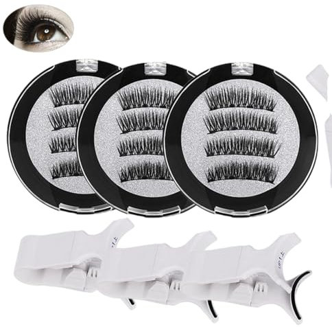 Faux Cils MagnéTiques, 3 Paire Faux Cils RéUtilisables Sans Colle, Faux Cils Avec Aimants, Faux Cils Vaporeux ImperméAbles, Faciles à Porter Et à Enlever, Applicateur Inclus