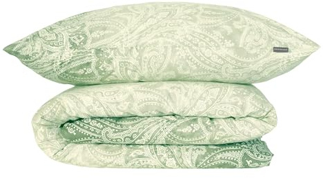 Schiesser Bettwäsche 155x220 cm | 100% Baumwolle | Grün | Paisley | 2-teilig | Renforcé | 155x220 cm + 80x80 cm | angenehm weich & glatt | pflegeleicht & atmungsaktiv | OEKO-TEX® MADE IN GREEN