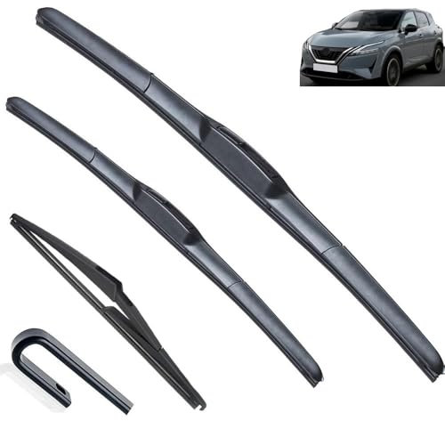 Compatible with Nissan Qashqai J12 Wiper Blade Set 2021 2022 2023 12 Front Rear Windshield Brushes Windscreen Window Car Accessories Refill