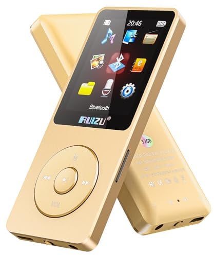 Lecteur MP3 de 32 Go avec Bluetooth 5.3, ultra léger (30 grammes), jusqu'à 80 heures d'autonomie, écran de 1,8, idéal pour le sport, les enfants et les adultes, prend en charge les cartes TF jusqu'à
