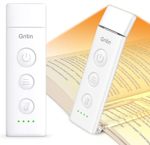 Gritin Luce per Lettura Libri a Letto Ricaricabile, 7 LED Luce Lampada da Lettura per Libro con Clip, 3 Temperature Colore, 5 Luminosità & Oscuramento Continuo per Libro Notturna
