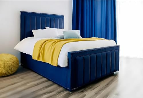 Crystal's Manhattan Ottoman Wing Panel double bed in plush velvet (double,king &superking) (Single)