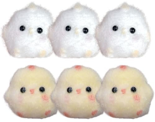 6 Stück Fufu Squishy, Squishy Küken, Taba Squishy, Küken Squishy Spielzeug, Squishy Küken Antistress Spielzeug, Küken Squeeze Spielzeug für Erwachsene und Kinder (Weiß+Gelb)