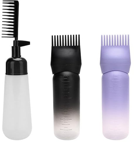 kiptyg Hair Oil Applicator Bottle, 3Pcs Root Comb Applicator Bottle,Scalp oil Applicator with Graduated Scale for Salon Home DIY