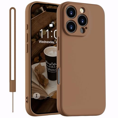 Kukiwhy Coque de protection en silicone pour iPhone 16 Pro Max 6,9 (2024), fine, en microfibre, résistante aux rayures et aux chocs, marron