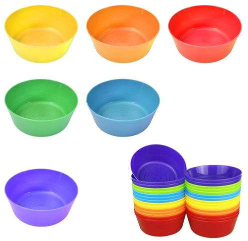 DYUEE 30 Pcs Bowls 300ML/10oz Reusable Serving Salad Bowls, Colorful Salad Bowl for Party Decor Snack Fruit Dishwasher & Microwave Safe(6 Colours)