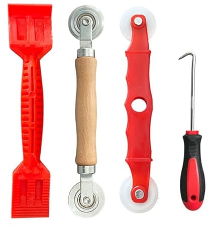 4 Stück Werkzeug Einzieher Einroller für Fliegengitter | Hand Spline Roller mit Nylonräder Verschleißfest Streifen Haken Zubehör für Insektenschutz und Fensterdichtung