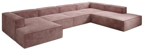 Luxusbetten24 Designer Sofa Lesley U XXL in Cord Rosé Rechts