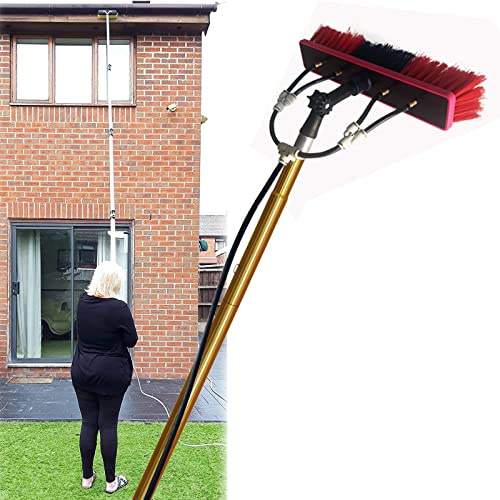 12ft - 30ft Window Cleaning Pole Water Fed Pole Kit Telescopic Brush Extendable Window Squeegee Washer Roof Cleaner Glass Outdoor Solar Panel (9m/30ft)